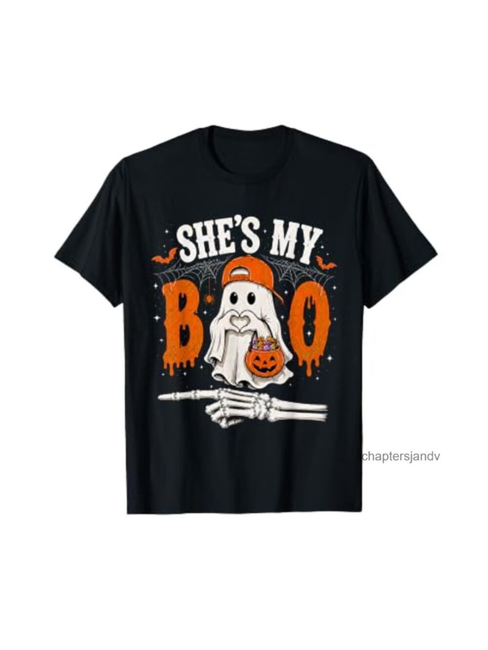 Cute Ghost Halloween Matching Couple T-Shirt Short Sleeve Cotton